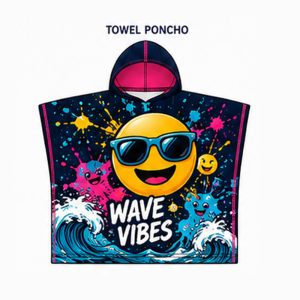 Emoji Wave Vibes - Towel Poncho - Boys